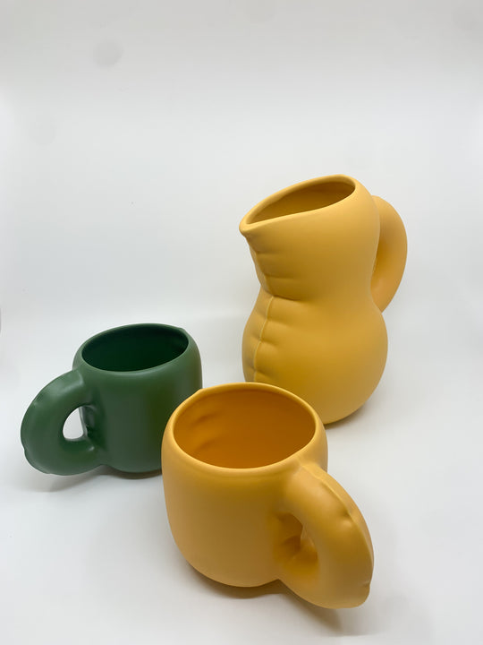 Carafe EMILY en céramique couleur jaune mat