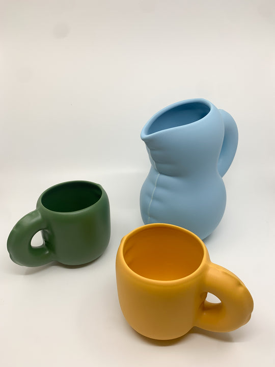 Carafe EMILY en céramique couleur bleu mat