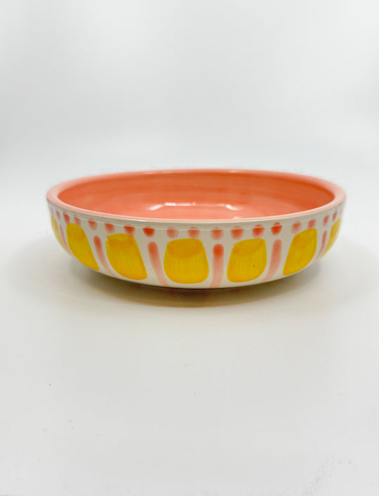 Assiette à râper en céramique taille L couleur JAUNE / ROSE