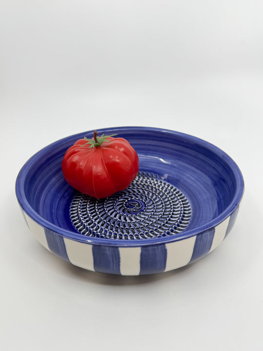 Assiette à râper en céramique taille L couleur bleu