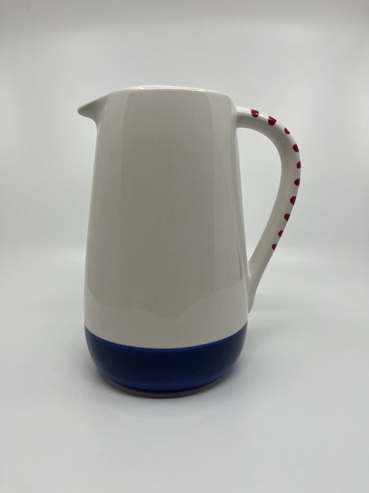 Carafe en céramique rouge et bleu hauteur 21cm