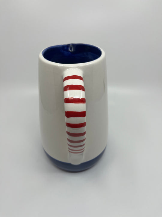 Carafe en céramique rouge et bleu hauteur 21cm