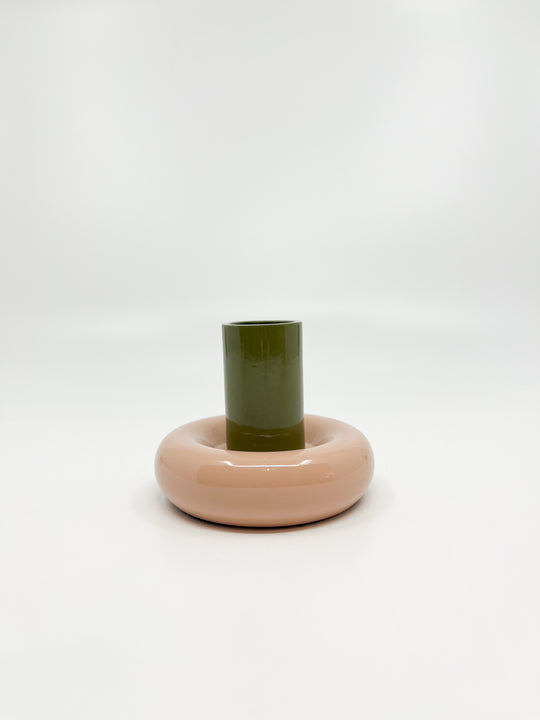 Bougeoir Donut taille S couleur olive et rose