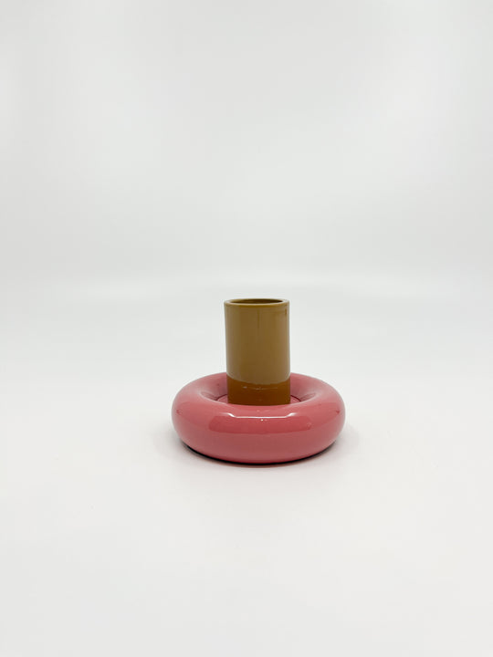 Bougeoir Donut taille S couleur sienne et rose