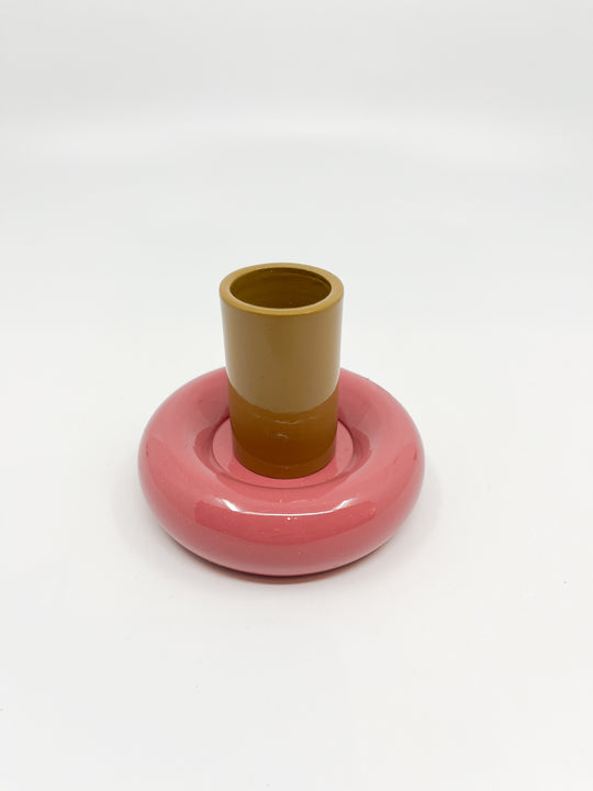 Bougeoir Donut taille S couleur sienne et rose