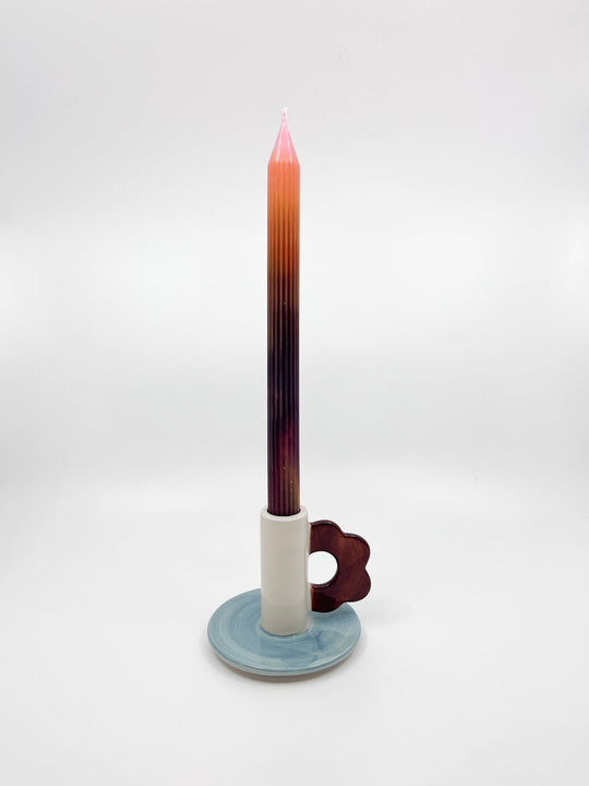 Bougeoir CG bleu - Les Fleurs Sauvages - bougeoir