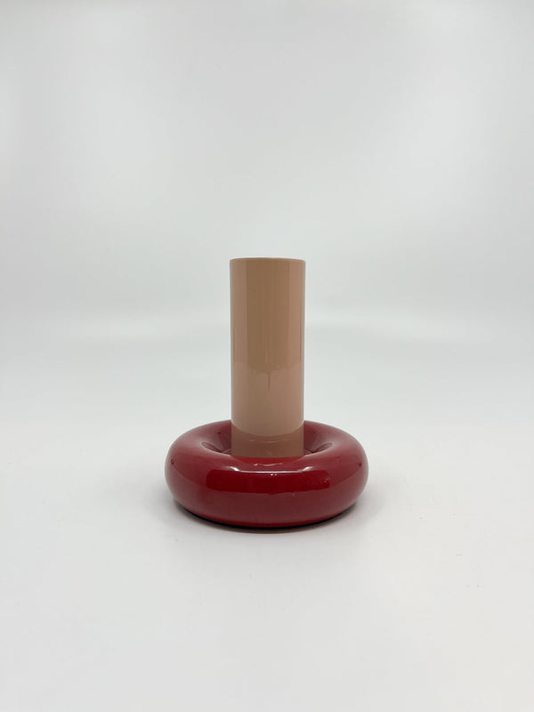 Bougeoir Donut taille M couleur rose et rouge - Les Fleurs Sauvages - bougeoir