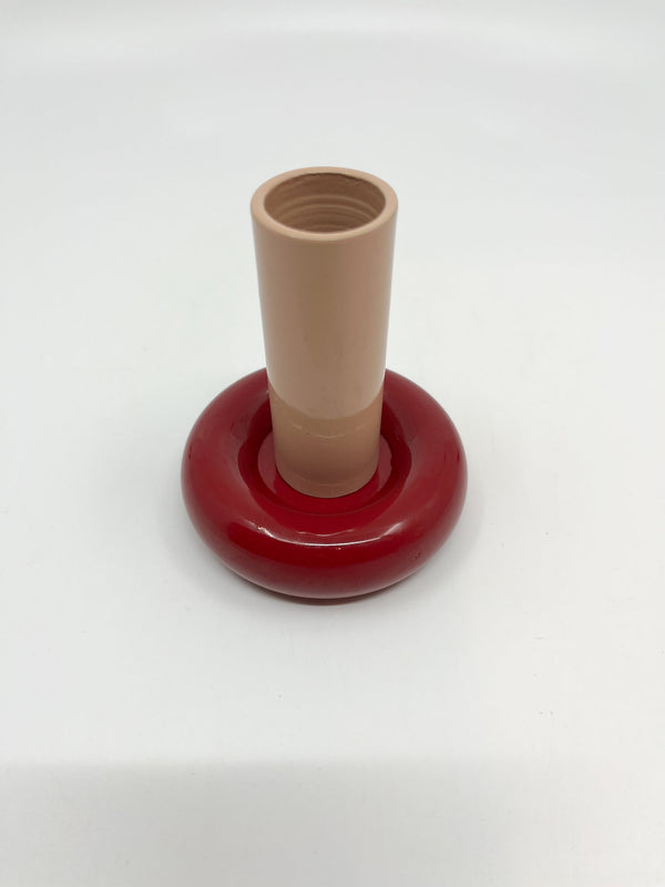Bougeoir Donut taille M couleur rose et rouge - Les Fleurs Sauvages - bougeoir