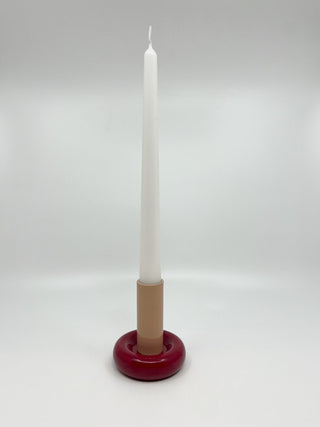 Bougeoir Donut taille M couleur rose et rouge - Les Fleurs Sauvages - bougeoir
