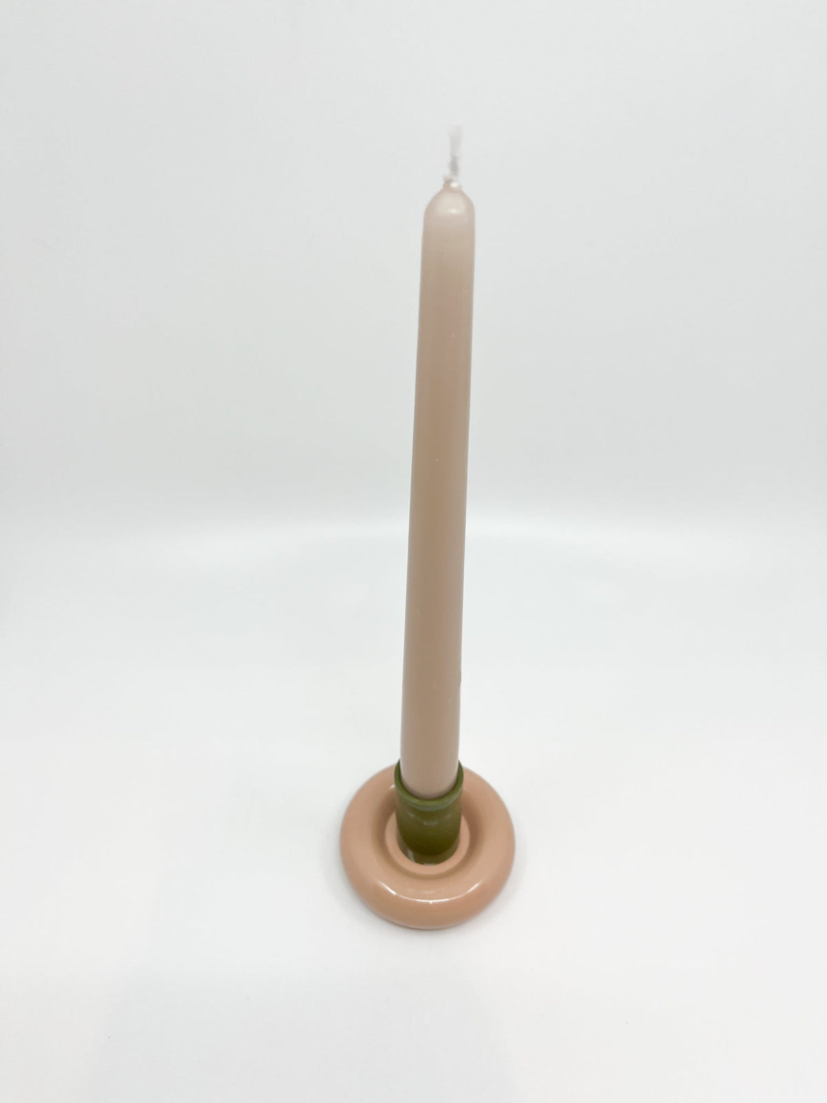 Bougeoir Donut taille S couleur olive et rose - Les Fleurs Sauvages - bougeoir