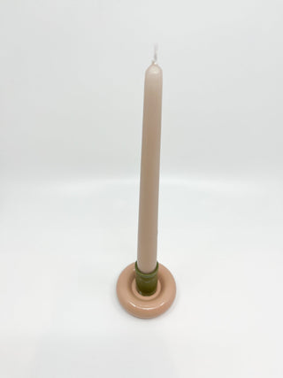 Bougeoir Donut taille S couleur olive et rose - Les Fleurs Sauvages - bougeoir