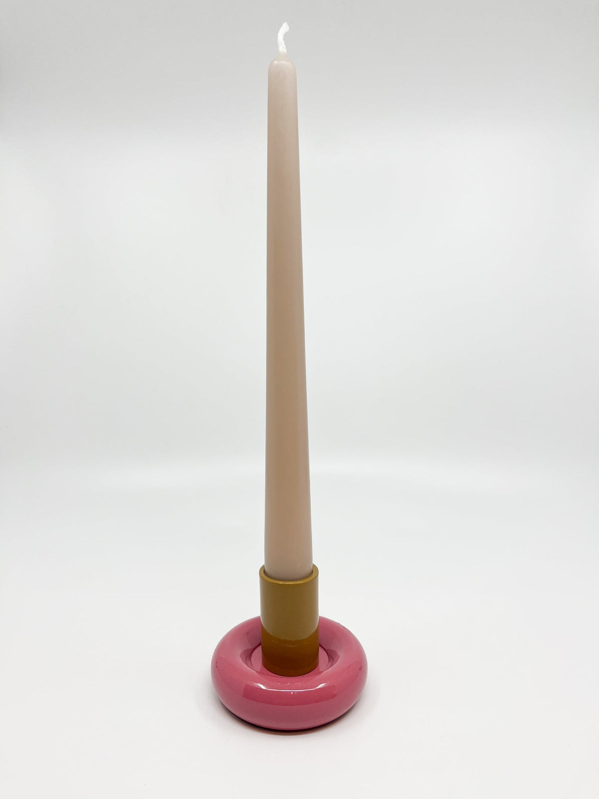 Bougeoir Donut taille S couleur sienne et rose - Les Fleurs Sauvages - bougeoir