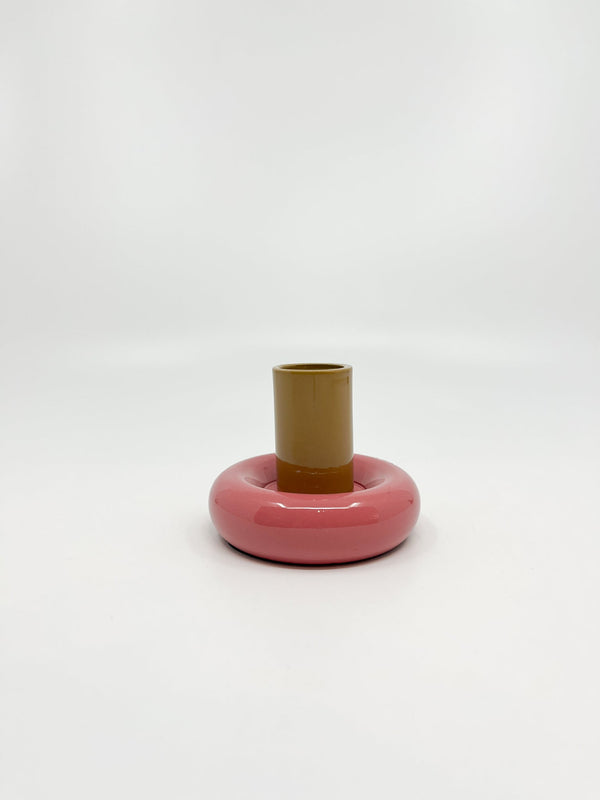 Bougeoir Donut taille S couleur sienne et rose - Les Fleurs Sauvages - bougeoir
