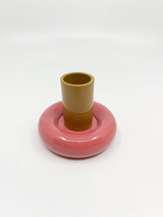 Bougeoir Donut taille S couleur sienne et rose - Les Fleurs Sauvages - bougeoir