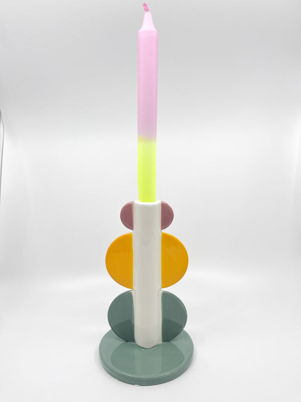 Bougeoir Lorenzo Que Rico en céramique jaune violet vert