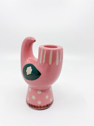 Bougeoir Oiseau de paradis céramique coloré peint à la main5