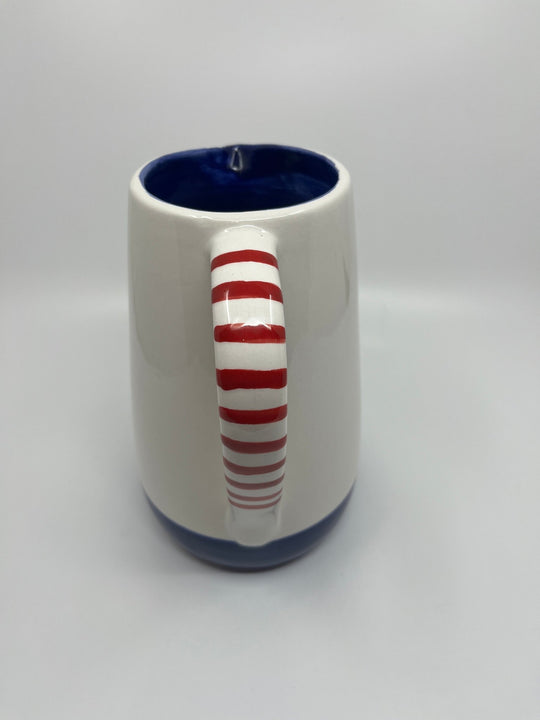 Carafe en céramique rouge et bleu hauteur 21cm - Les Fleurs Sauvages - carafe