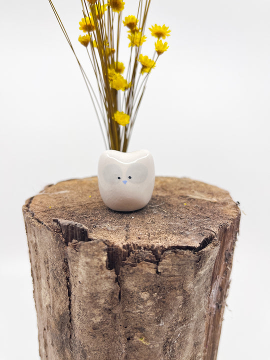 Mini chouette en faïence fabriquée à la main - Les Fleurs Sauvages - animal en faïence