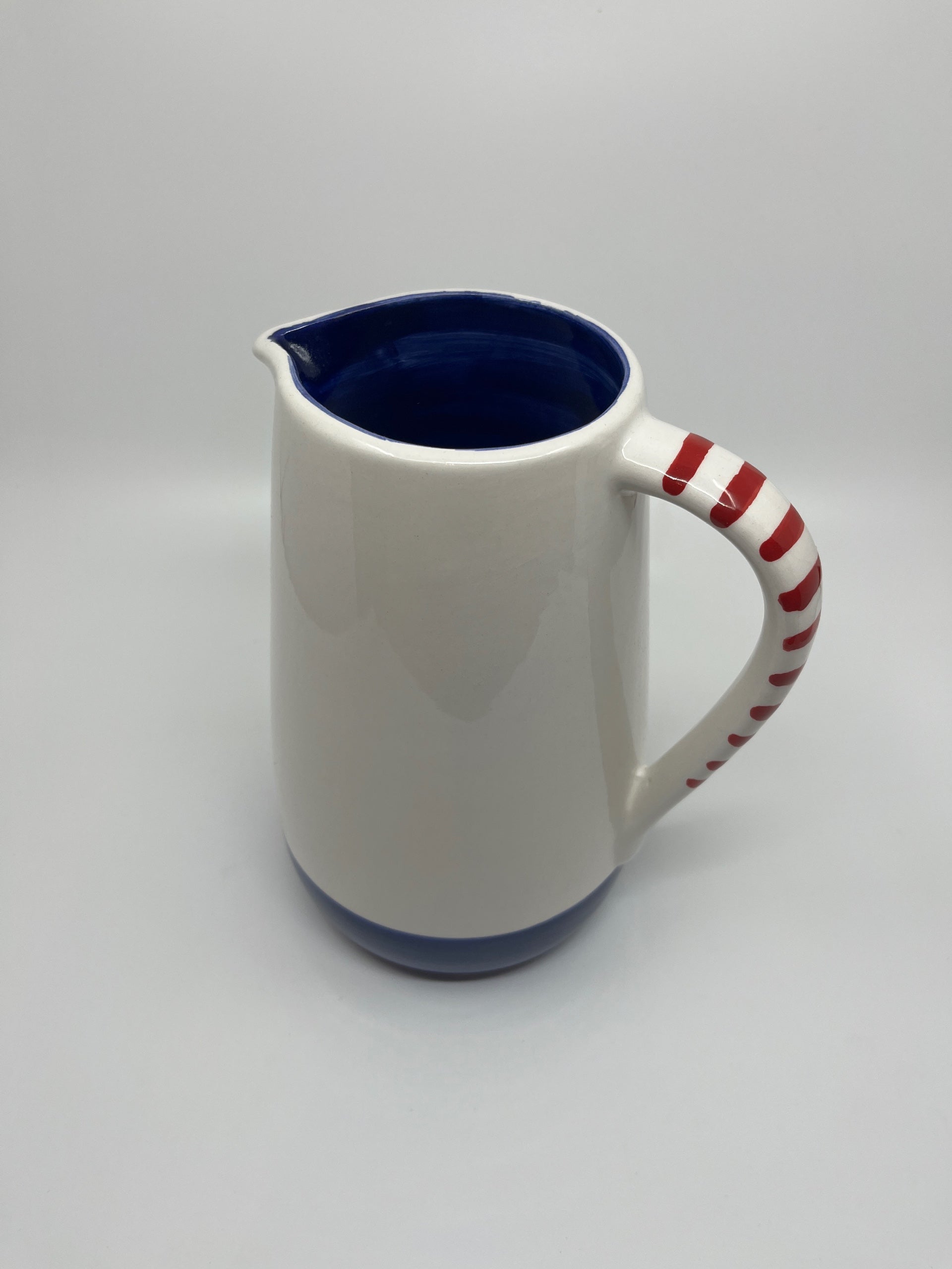 Carafe en céramique rouge et bleu hauteur 21cm - Les Fleurs Sauvages - carafe