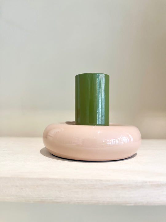 Bougeoir Donut taille S couleur olive et rose