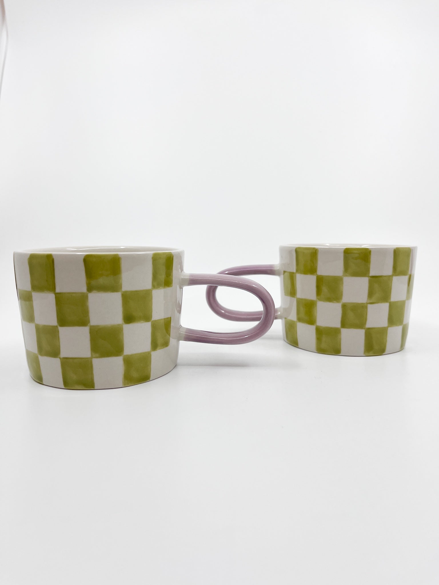 Tasse à carreaux vert et blanc - Les Fleurs Sauvages - mug