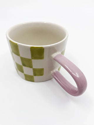 Tasse à carreaux vert et blanc - Les Fleurs Sauvages - mug