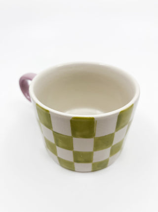 Tasse à carreaux vert et blanc - Les Fleurs Sauvages - mug